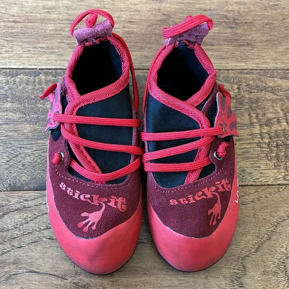 La Sportiva Kids Stickit Rock Climbing Shoes Chili Poppy Red Toddler Size 8-9 - Picture 8 of 10